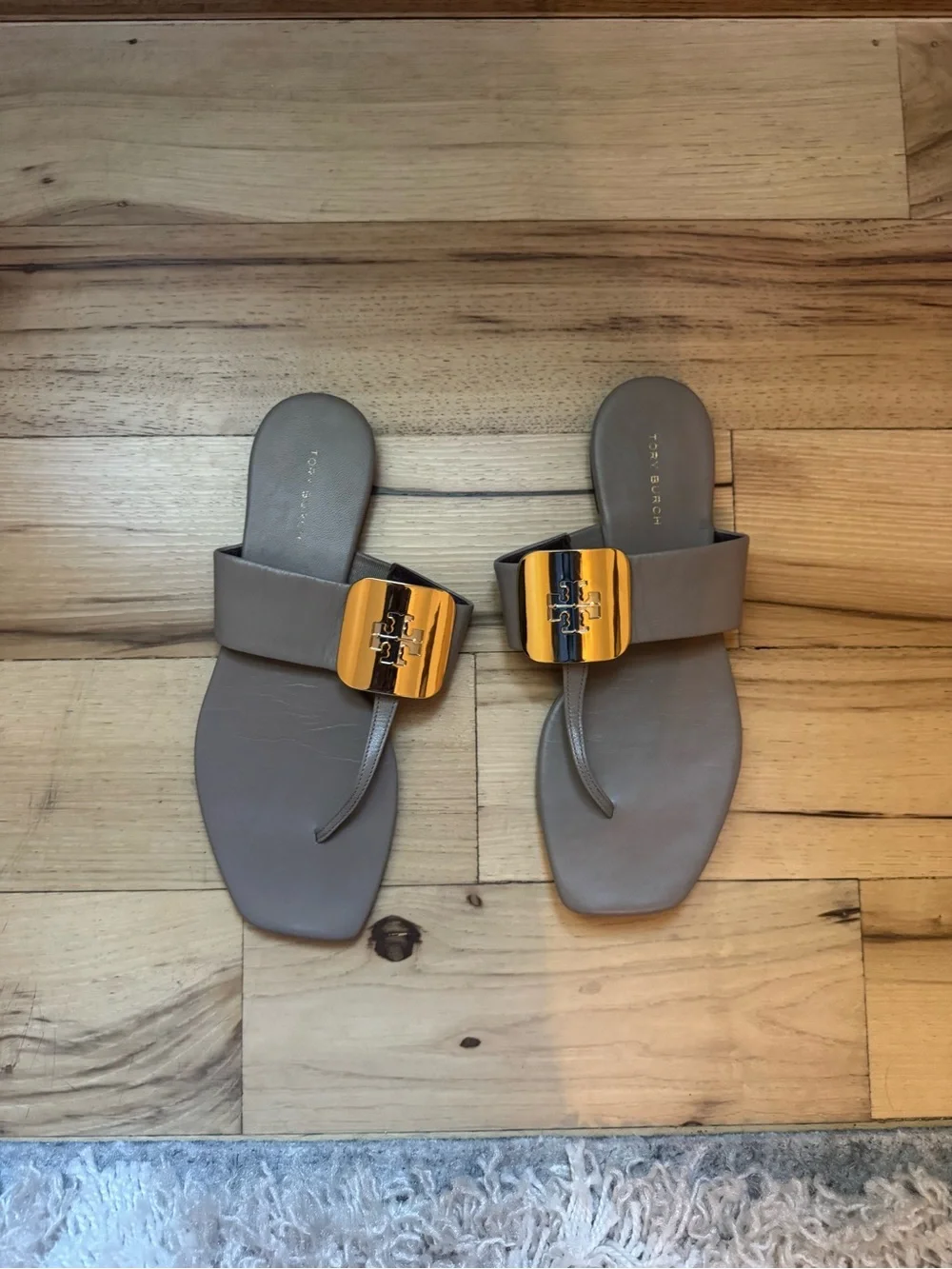 Tory Burch Blush Leather Sandals with Gold Logo